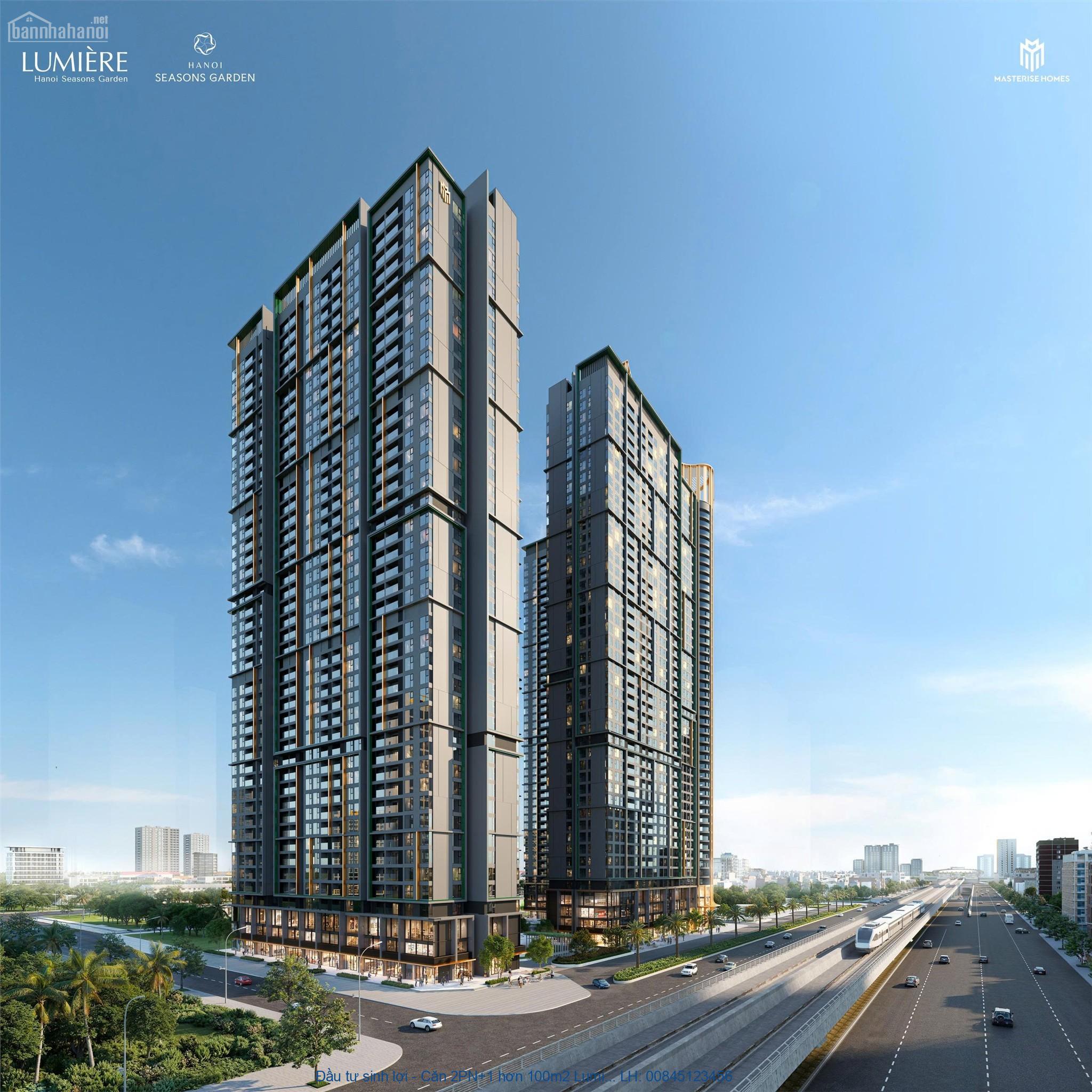 Đầu tư sinh lợi - Căn 2PN+1 hơn 100m2 Lumière Hanoi Seasons Garden