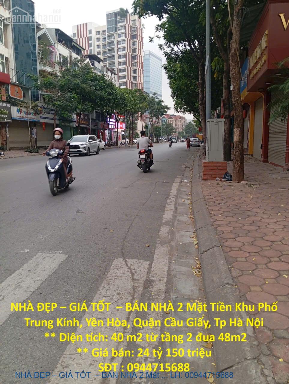 NHÀ ĐẸP – GIÁ TỐT  – BÁN NHÀ 2 Mặt Tiền Khu Phố Trung Kính, Yên